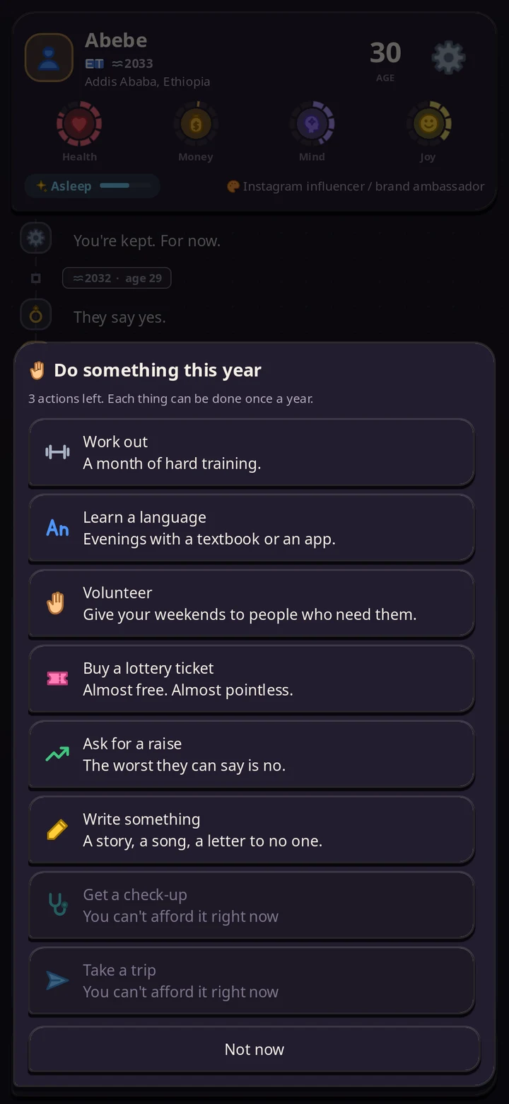 The 'Do something this year' list: work out, learn a language, volunteer, buy a lottery ticket, ask for a raise, write something.